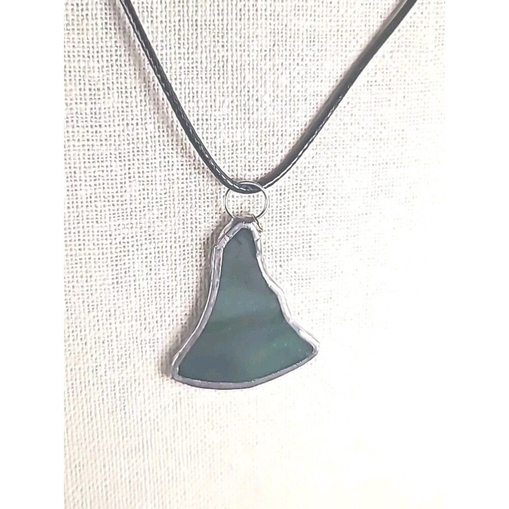 Vintage Glass Green Sea Glass  Sterling Silver  Dangle Pendant Handmade